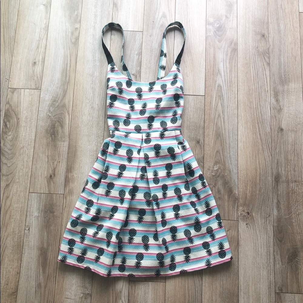 Zara blue and pink pineapple design dress - Size M